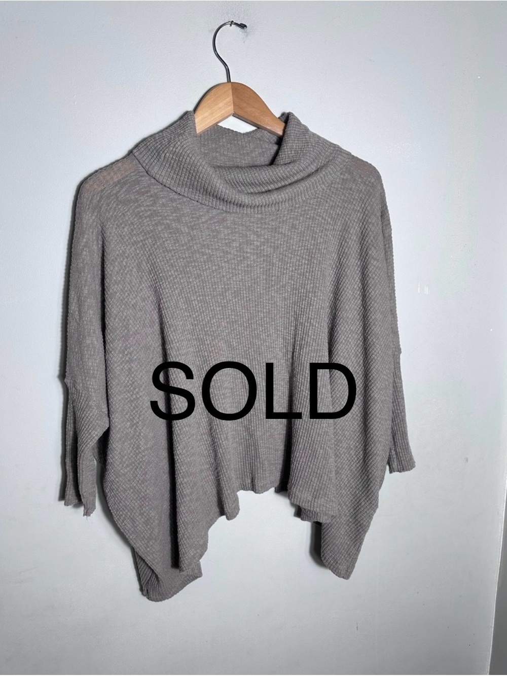 SOLD Free People Beach Open Back Taupe Cowl Neck Women's Sweater Top